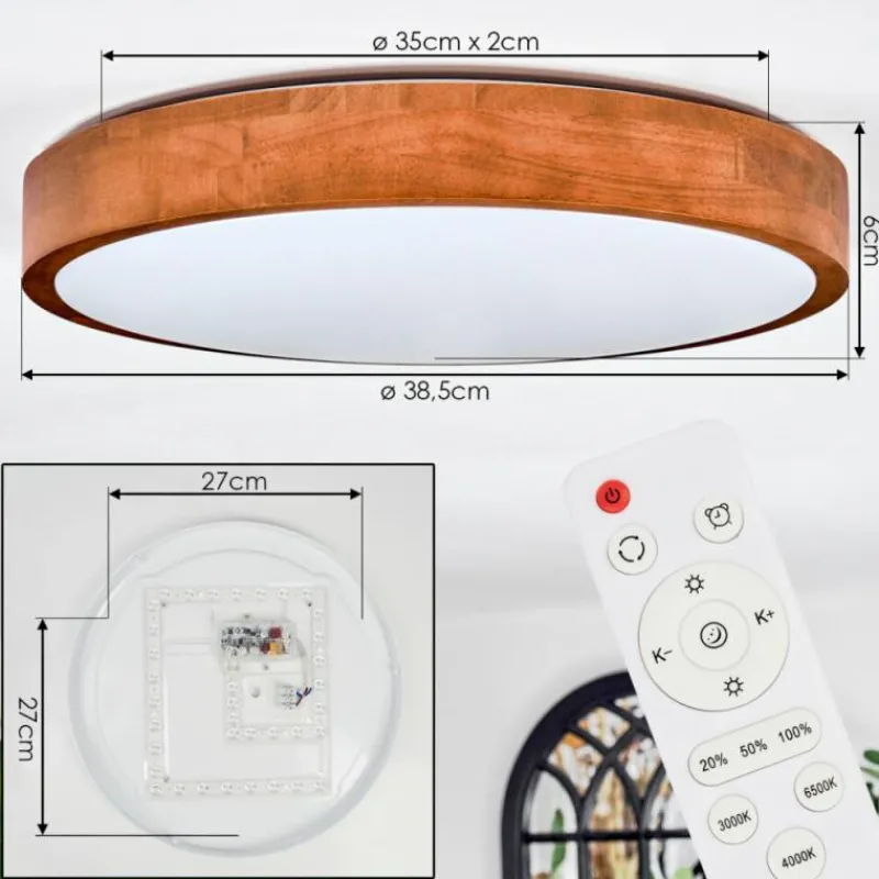 Lampes En Bois-hofstein Sofo Plafonnier, Panel LED Blanc, 1 lumière, Télécommandes