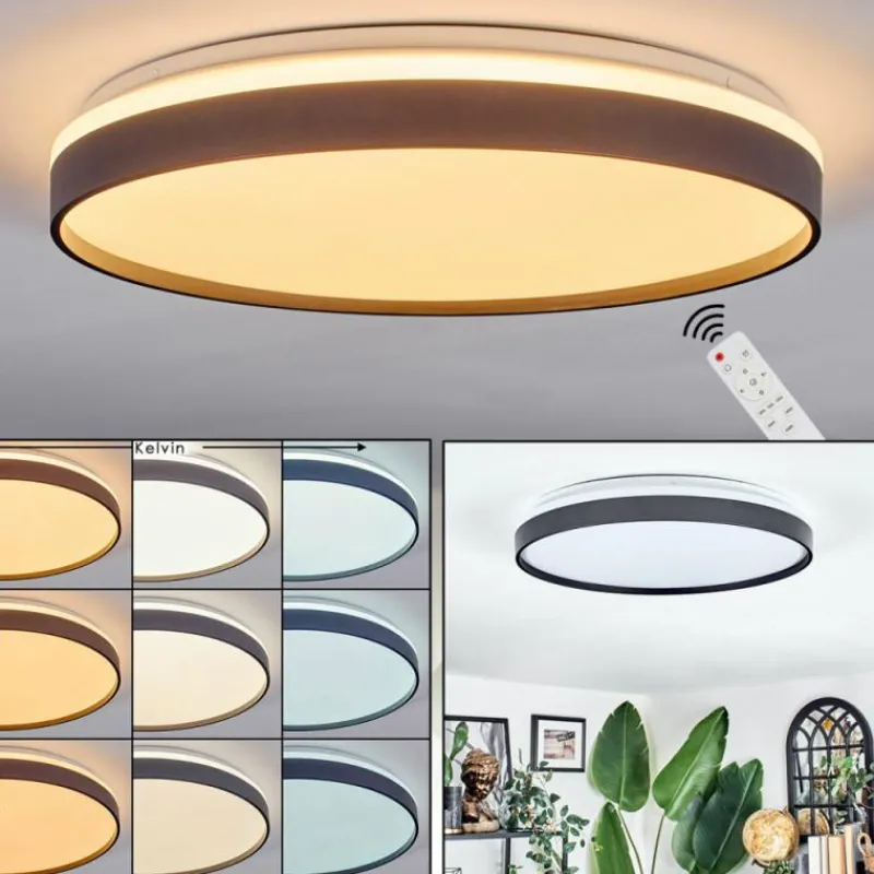 hofstein Sofo Plafonnier, Panel LED Blanc, 1 lumière, Télécommandes