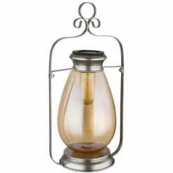 Lampes Vintages & Rétros-Luminaires Globo Lighting SOLAR Lampe de table d'extérieur, Lampe solaire LED Ambre, Noir, 1 lumière