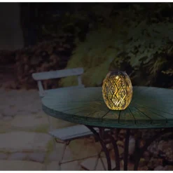 Lampes Dorées-Luminaires Globo Lighting SOLAR Lampe solaire, Eclairage de chemin LED Or, Noir, 1 lumière