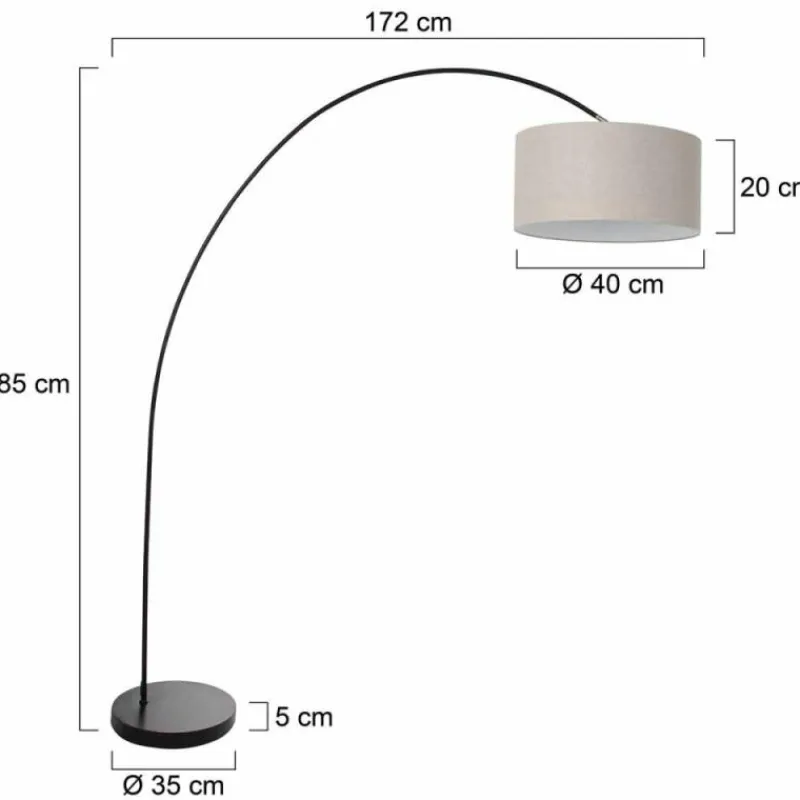Lampes En Tissu-Luminaires Steinhauer Solva Lampadaire Noir, 1 lumière