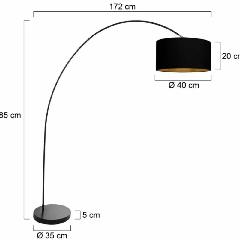 Lampes En Tissu-Luminaires Steinhauer Solva Lampadaire Noir, 1 lumière