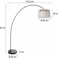 Lampes En Tissu-Luminaires Steinhauer Solva Lampadaire Noir, 1 lumière