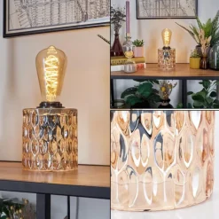 hofstein Sonhim Lampe à poser Ambre, Noir, 1 lumière