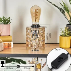 hofstein Sonhim Lampe à poser Ambre, Noir, 1 lumière