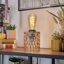 hofstein Sonhim Lampe à poser Ambre, Noir, 1 lumière