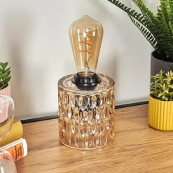 hofstein Sonhim Lampe à poser Ambre, Noir, 1 lumière