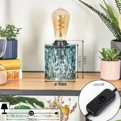 hofstein Sonhim Lampe à poser Bleu, Noir, 1 lumière