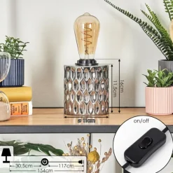 hofstein Sonhim Lampe à poser Chrome, Fumée, Noir, 1 lumière