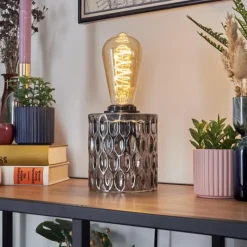 hofstein Sonhim Lampe à poser Fumée, Noir, 1 lumière