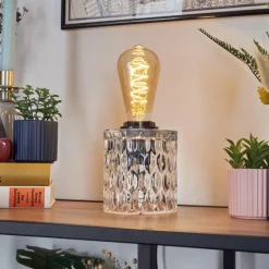 hofstein Sonhim Lampe à poser Noir, Transparent, 1 lumière