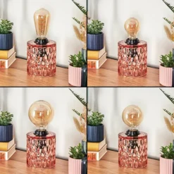 hofstein Sonhim Lampe à poser Rose, Noir, 1 lumière