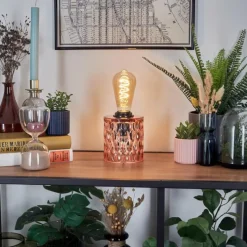 hofstein Sonhim Lampe à poser Rose, Noir, 1 lumière