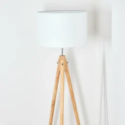 Lampes En Tissu-hofstein Soungou Lampadaire Chrome, Écru, 1 lumière