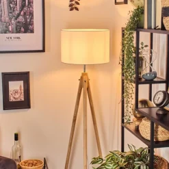 Lampes En Tissu-hofstein Soungou Lampadaire Chrome, Écru, 1 lumière