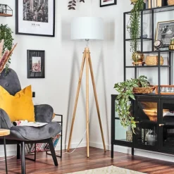 Lampes En Tissu-hofstein Soungou Lampadaire Chrome, Écru, 1 lumière