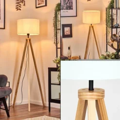 Lampes En Tissu-hofstein Soungou Lampadaire Écru, Noir, 1 lumière