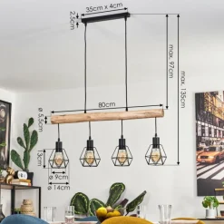 hofstein Soungou Suspension Écru, Noir, 4 lumières