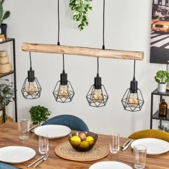 hofstein Soungou Suspension Écru, Noir, 4 lumières