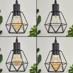 Luminaires Scandinaves-hofstein Soungou Suspension Écru, Noir, 5 lumières