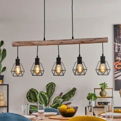 Luminaires Scandinaves-hofstein Soungou Suspension Écru, Noir, 5 lumières