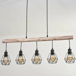 Luminaires Scandinaves-hofstein Soungou Suspension Écru, Noir, 5 lumières