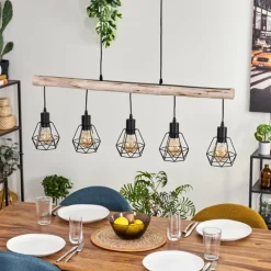Luminaires Scandinaves-hofstein Soungou Suspension Écru, Noir, 5 lumières
