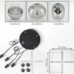 hofstein Soutinho Suspension, Boule lumineuse Clair, Fumé, 4 lumières