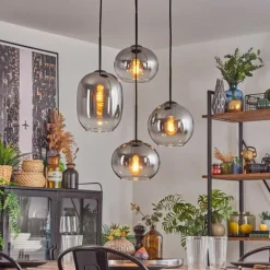 hofstein Soutinho Suspension, Boule lumineuse Clair, Fumé, 4 lumières