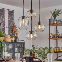 hofstein Soutinho Suspension, Boule lumineuse Clair, 4 lumières