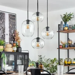 hofstein Soutinho Suspension, Boule lumineuse Clair, 4 lumières