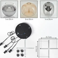 Suspension Verre Fumé-hofstein Soutinho Suspension, Boule lumineuse Ambre, Clair, Fumé, 4 lumières