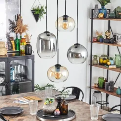 Suspension Verre Fumé-hofstein Soutinho Suspension, Boule lumineuse Ambre, Clair, Fumé, 4 lumières