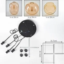 hofstein Soutinho Suspension, Boule lumineuse Ambre, 4 lumières
