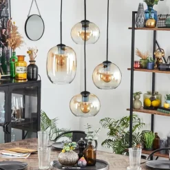 hofstein Soutinho Suspension, Boule lumineuse Ambre, Clair, 4 lumières