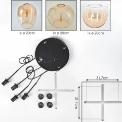 hofstein Soutinho Suspension, Boule lumineuse Ambre, Clair, 4 lumières