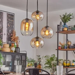 hofstein Soutinho Suspension, Boule lumineuse Ambre, Clair, 4 lumières