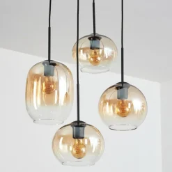 hofstein Soutinho Suspension, Boule lumineuse Ambre, Clair, 4 lumières
