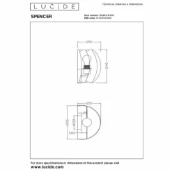 Lampes En Tissu-Luminaires Lucide SPENCER Applique murale Noir, 1 lumière