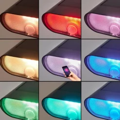 hofstein Spot de jardin Usmagama Solar LED Noir, 1 lumière, Détecteur de mouvement, Changeur de couleurs