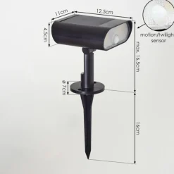 hofstein Spot de jardin Usmagama Solar LED Noir, 1 lumière, Détecteur de mouvement, Changeur de couleurs