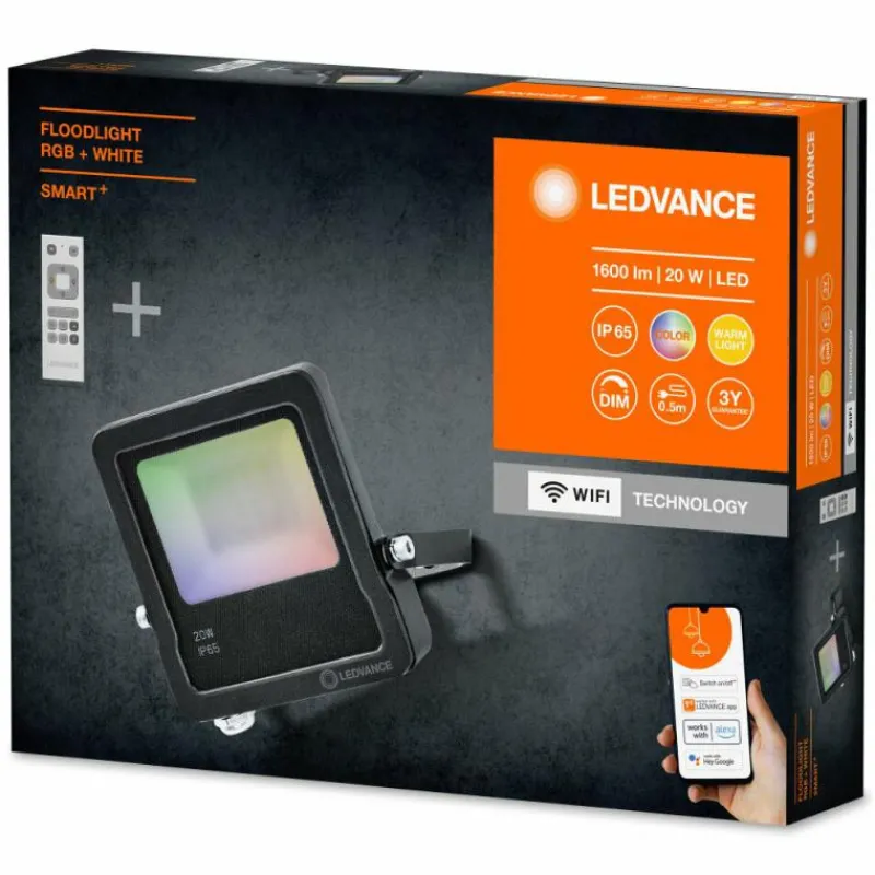 Luminaires Ledvance Spot de jardin LEDVANCE SMART+ Anthracite, 1 lumière, Télécommandes, Changeur de couleurs