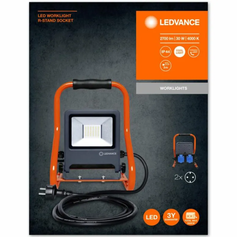 Luminaires Ledvance Spot de jardin LEDVANCE WORKLIGHTS Gris, Orange, 1 lumière