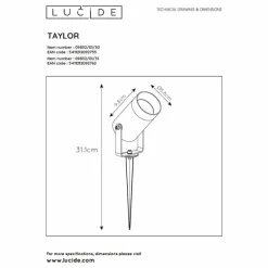 Luminaires Lucide Spot de jardin Lucide TAYLOR Blanc, 1 lumière, Détecteur de mouvement