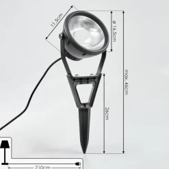 hofstein Spot de jardin Phniet LED Noir, 1 lumière, Télécommandes, Changeur de couleurs