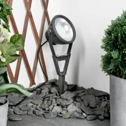 hofstein Spot de jardin Phniet LED Noir, 1 lumière, Télécommandes, Changeur de couleurs