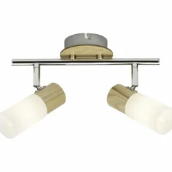 Lampes En Bois-Luminaires Brilliant Spot de plafond Brilliant Babsan Bois foncé, Blanc, 2 lumières