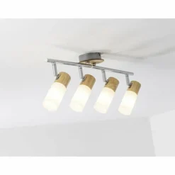 Lampes En Bois-Luminaires Brilliant Spot de plafond Brilliant Babsan Bois foncé, Blanc, 4 lumières