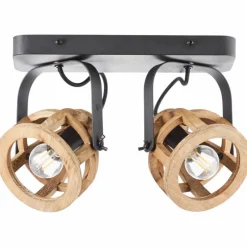 Lampes Vintages & Rétros-Luminaires Brilliant Spot de plafond Brilliant Matrix Wood Brun, Noir, 2 lumières
