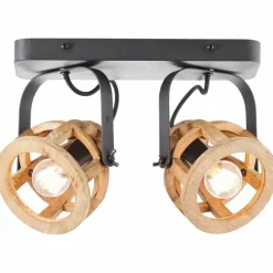 Lampes Vintages & Rétros-Luminaires Brilliant Spot de plafond Brilliant Matrix Wood Brun, Noir, 2 lumières